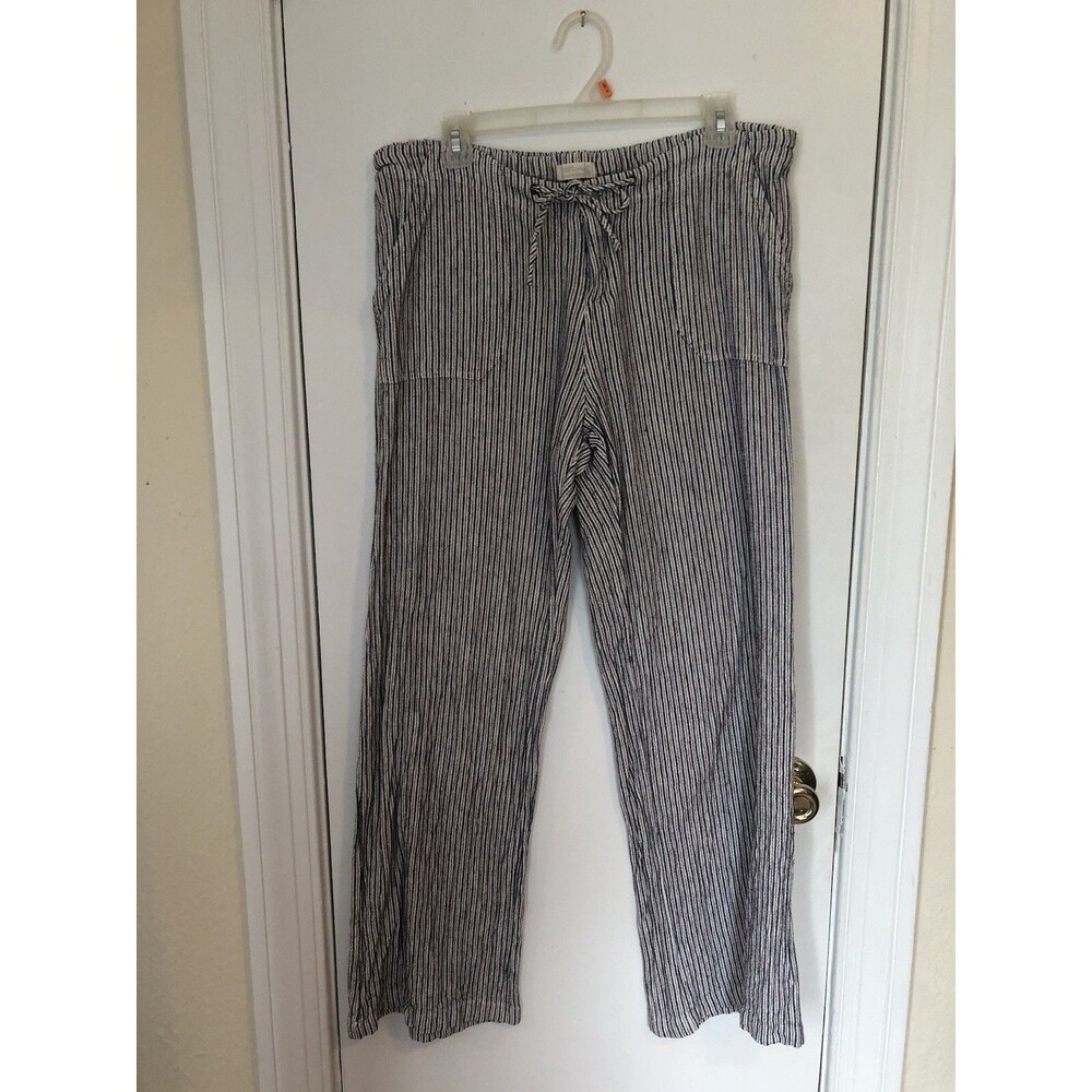 Vintage Large Penstripe Pants Stretch Linen Material